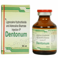 Dentonum Lignocaine Hydrochloride & Adrenaline Bitartrate Injection (10 Injections)