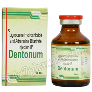 Dentonum Lignocaine Hydrochloride & Adrenaline Bitartrate Injection (10 Injections)