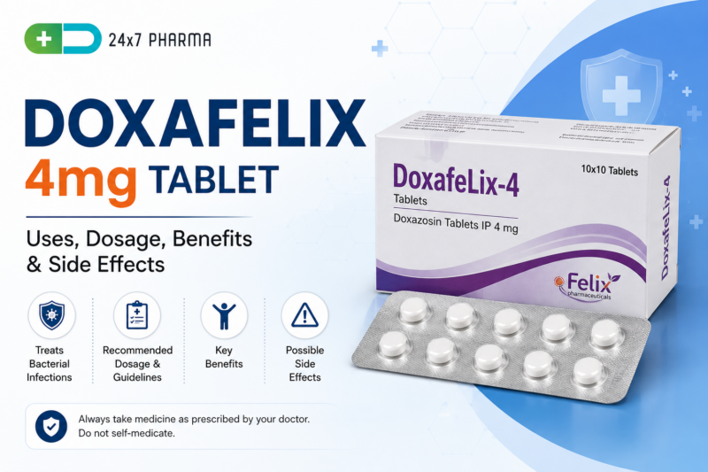 Doxafelix 4mg Tablet containing Doxazosin used for high blood pressure and benign prostatic hyperplasia (BPH)