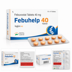 Febuhelp 40 Tablet containing Febuxostat 40mg for gout and high uric acid treatment