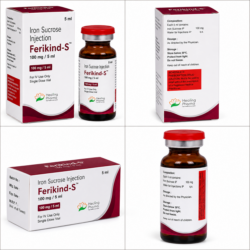 Ferikind S 100mg Injection 5mL Iron Sucrose injection for iron deficiency anemia