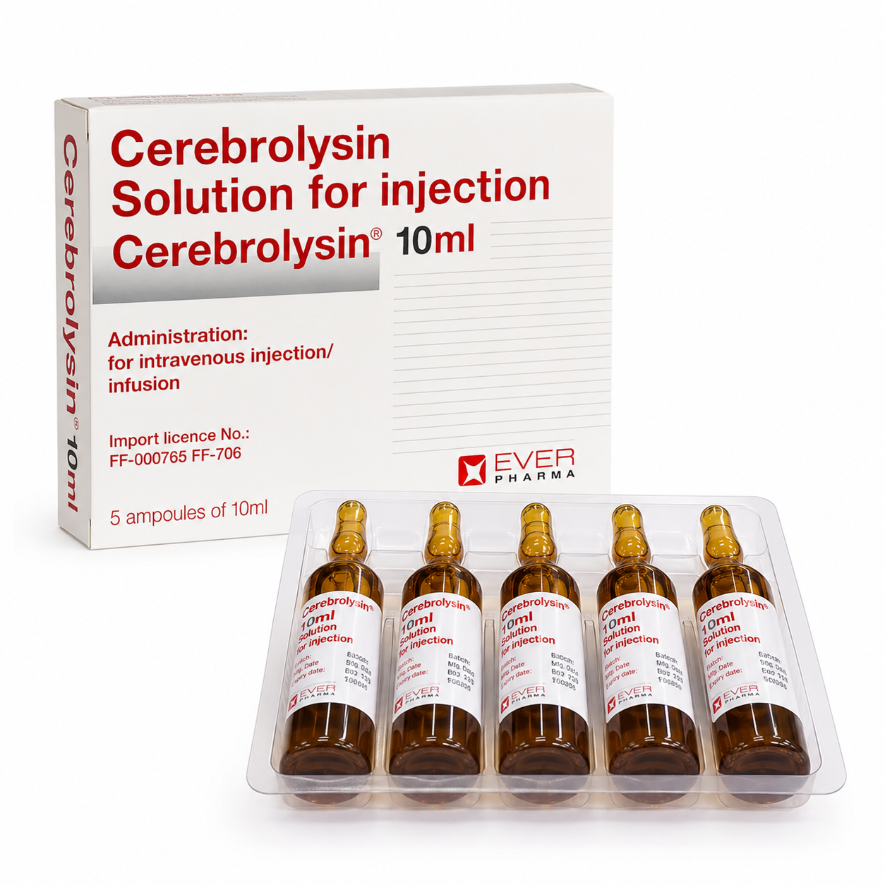 Cerebrolysin Solution for Injection 10ml - Pack of 5 Cerebrolysin Solution for Injection 10ml Pack of 5 Injection