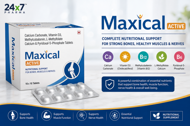 Maxical Active Tablet with calcium, vitamin D3, methylcobalamin, L-methylfolate and vitamin B6