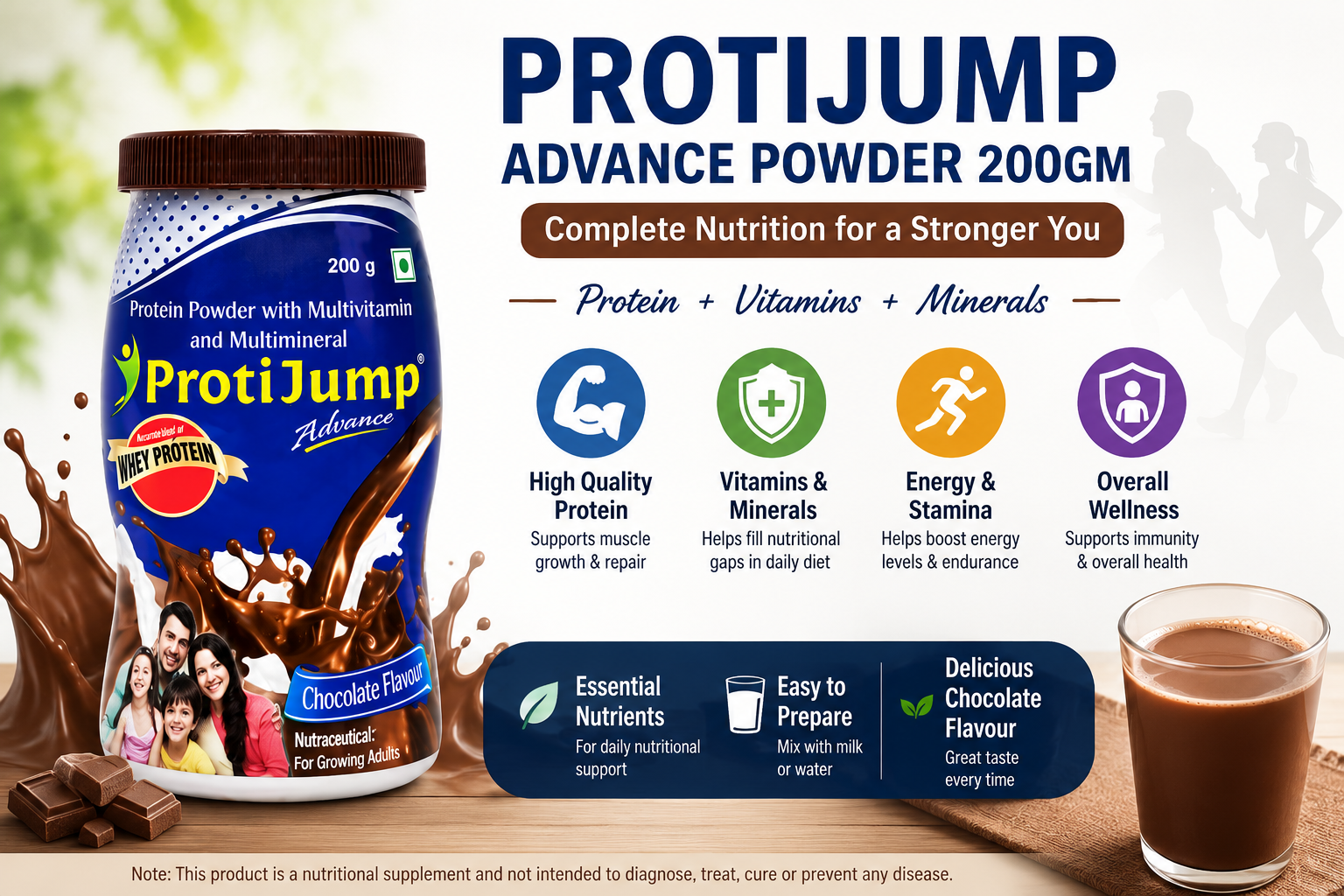 Protijump Advance Powder 200gm chocolate protein supplement