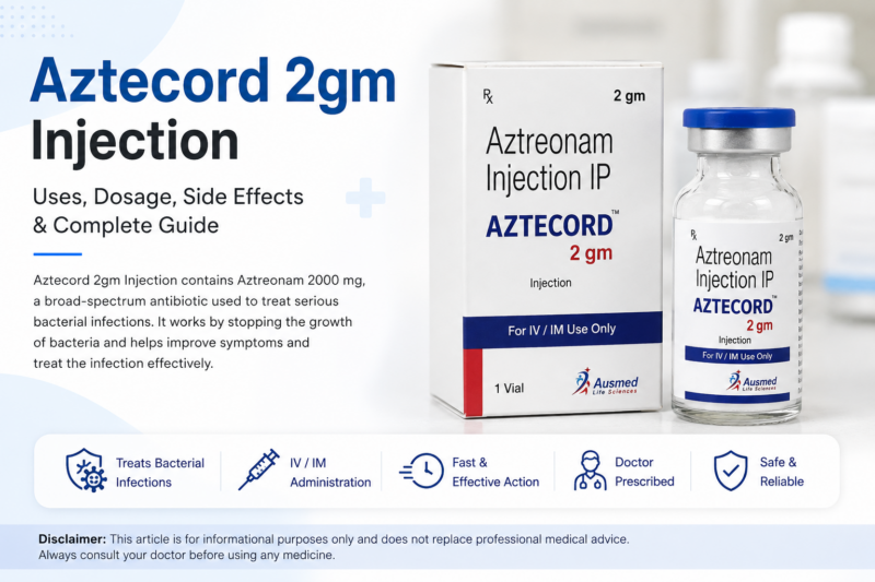 Aztecord 2gm Injection – Uses, Dosage, Side Effects and Complete Medicine Guide